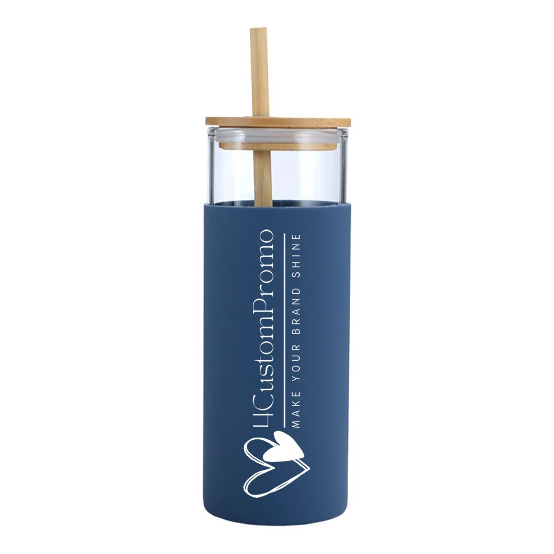 Silicone Sleeve Glass Tumbler with Bamboo Lid & Straw