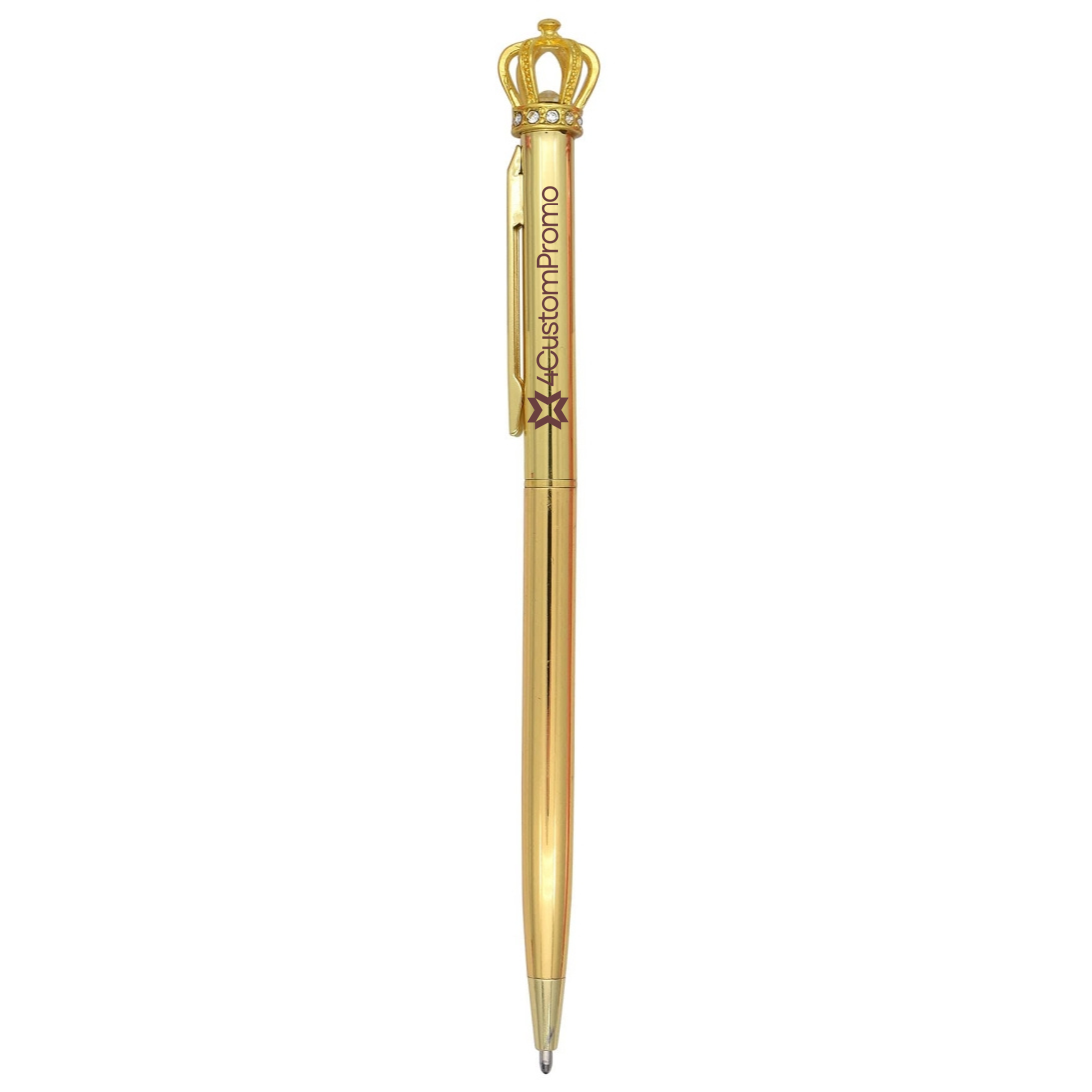 Slim Twist Metal Ballpoint Pen with Diamond Crown