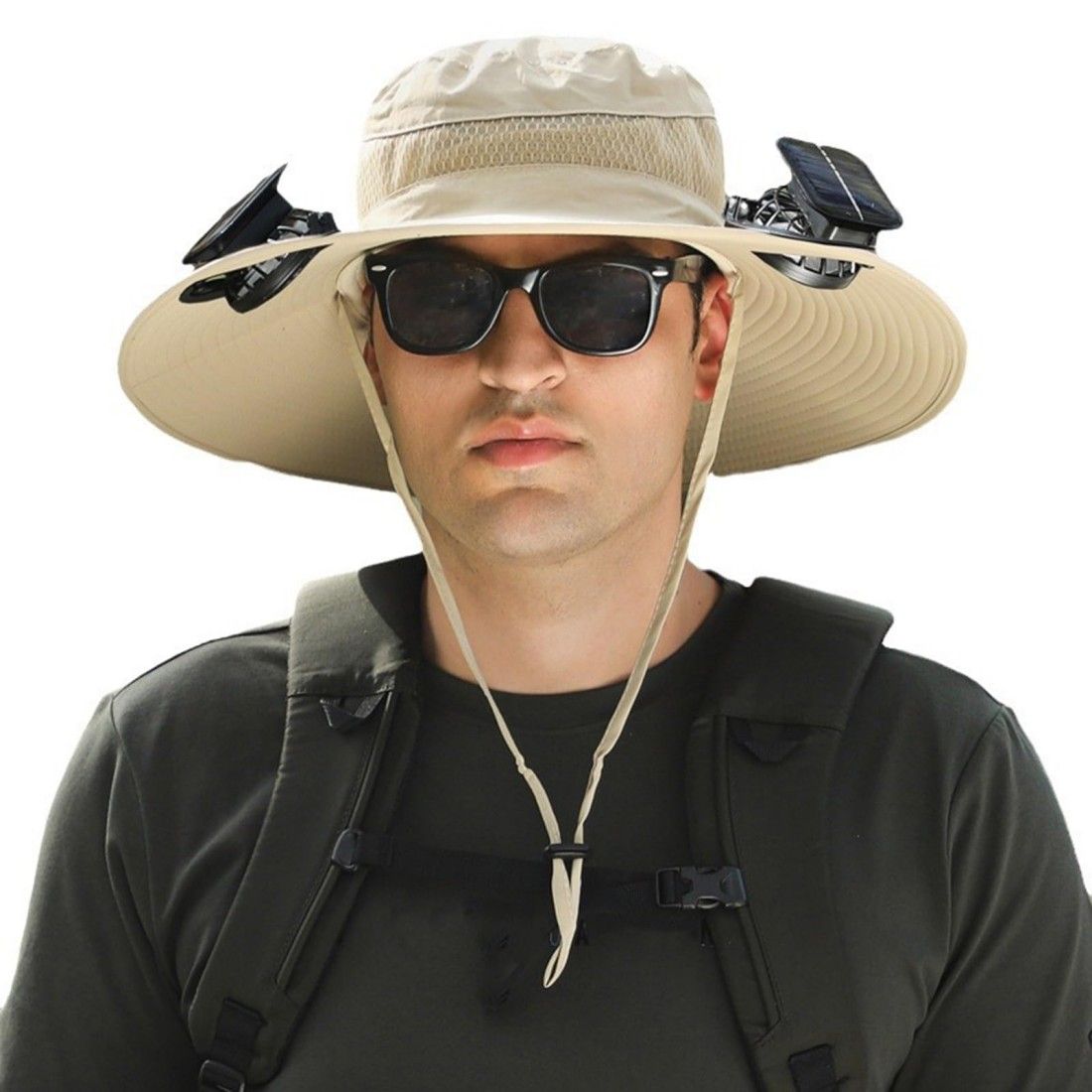 Solar Fan Hat with Wide Brim