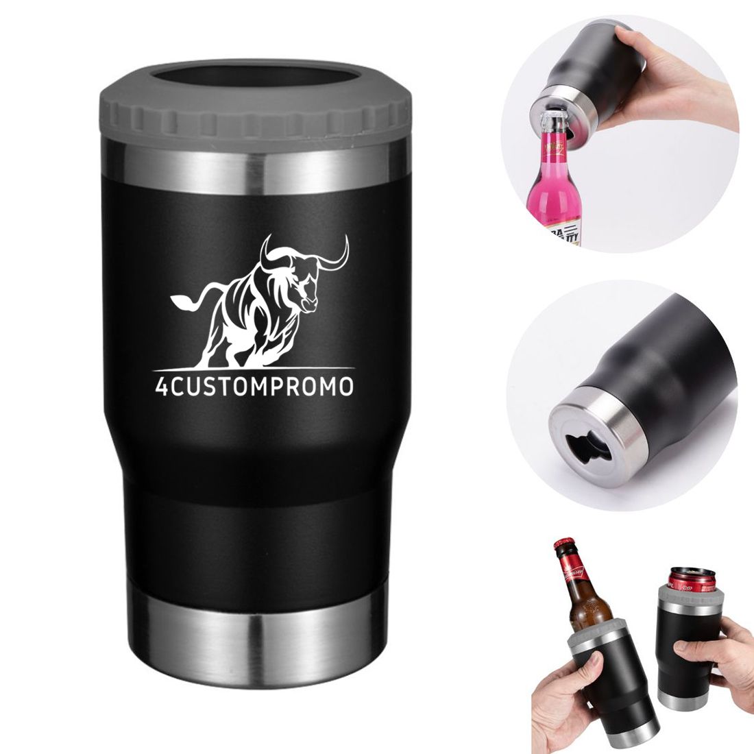 Stainless Steel Beer Bottle & Can Cooler with Opener