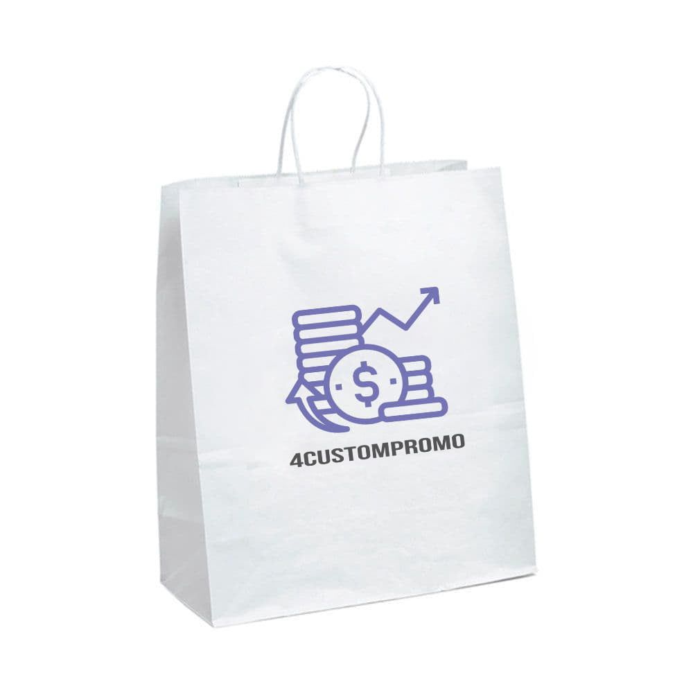 Custom White Kraft Shopping Bag - 13