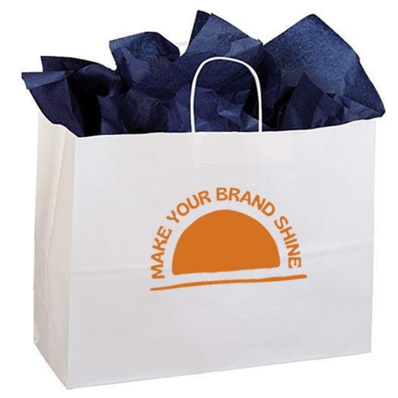 Custom White Kraft Shopping Bag - 16