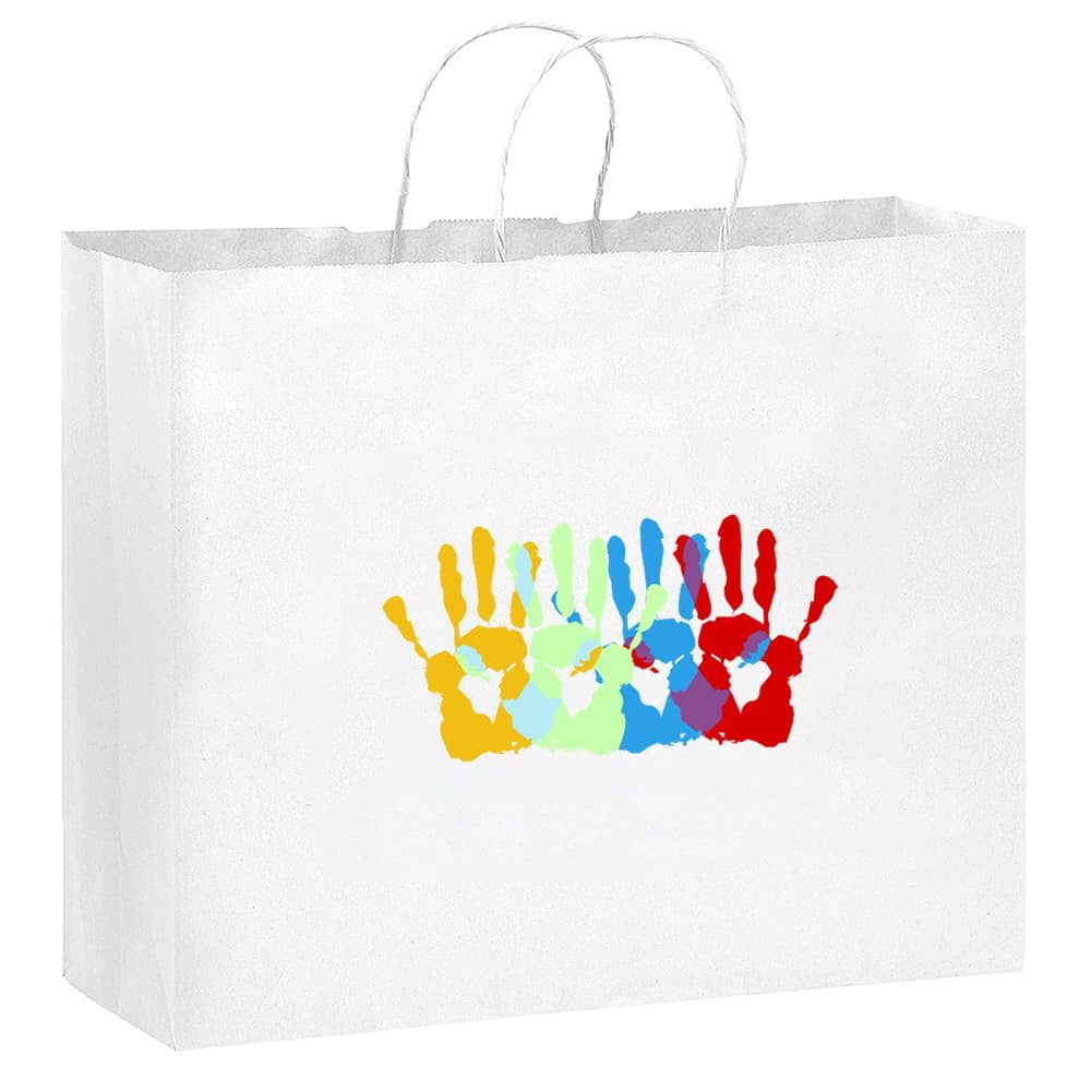 Full Color Matte White Kraft Bag - 16.5