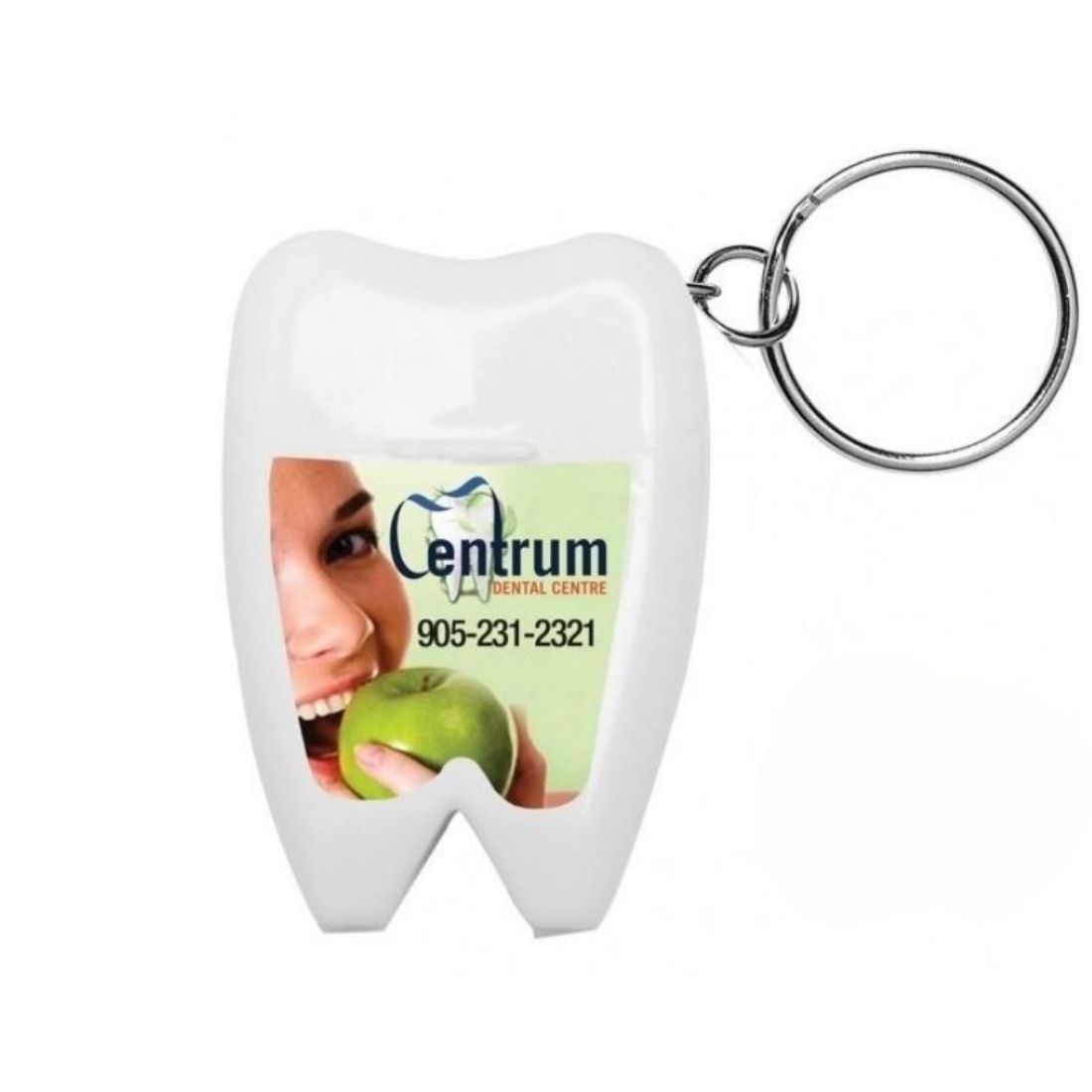 Tooth-Shaped Dental Floss Dispenser with Keyring